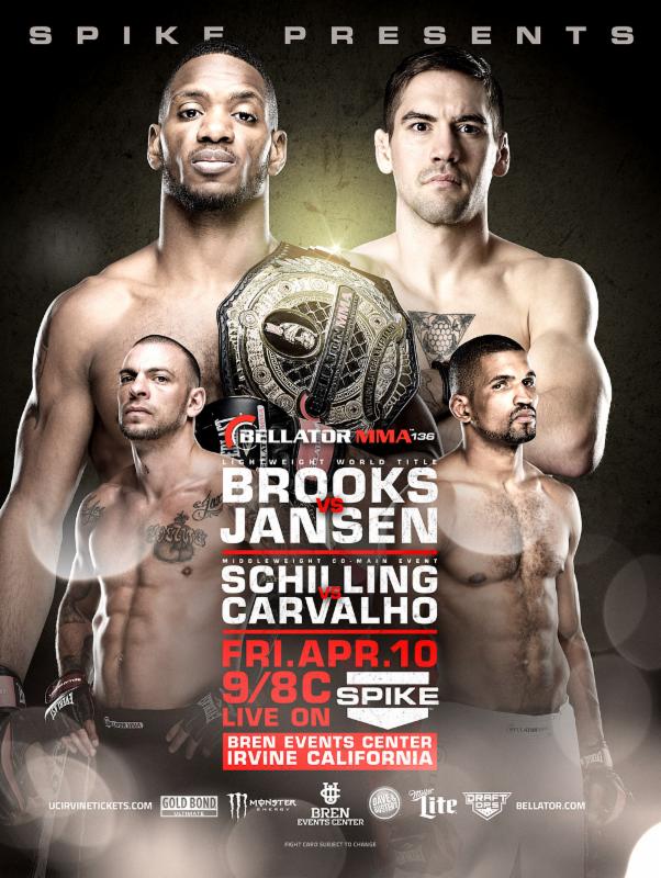 Bellator MMA Lightweight World Champion Will Brooks meets Dave Jansen on April 10 at Bren Events Center in Irvine, Calif.