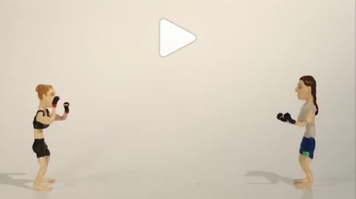 Ronda Rousey vs Cat Zingano in claymation