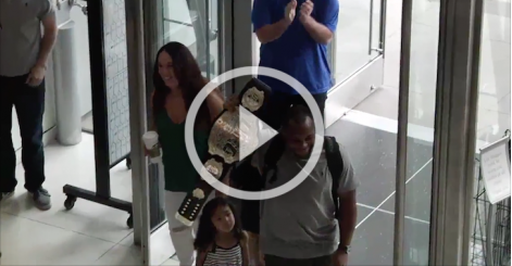 Watch as FOX headquarters welcomes home new champ, Daniel Cormier