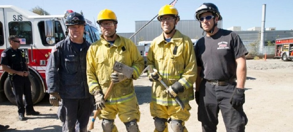 Randy Couture and Royce Gracie visit San Jose Fire Department