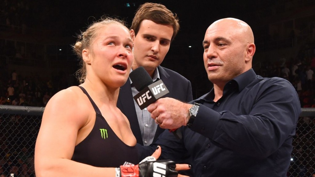 Joe Rogan interviewing Ronda Rousey