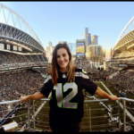 Miesha Tate raises flag at Seattle Seahawks football game