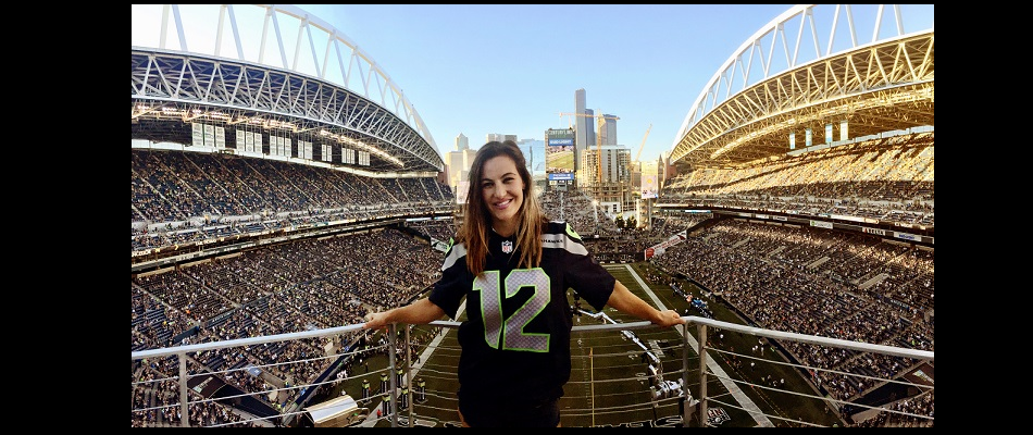 Miesha Tate raises flag at Seattle Seahawks football game