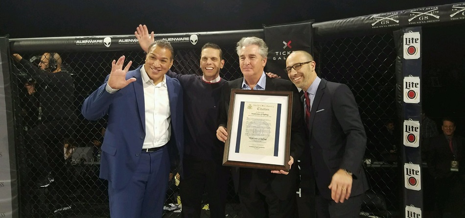 New York State Assemblyman present WSOF officials with proclamation