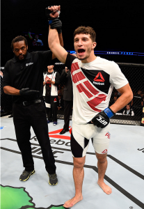 Frankie Perez victorious inside the UFC octagon