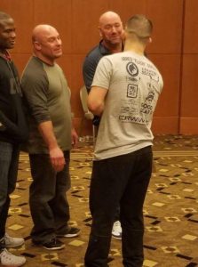 UFC President Dana White speaks with Jared 'Flash' Gordon at CFFC 63