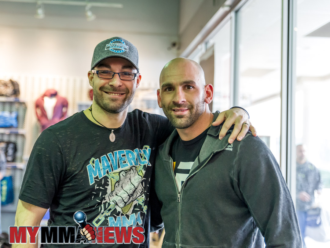 Maverick MMA promoter Willy Sisca (left) and UFC welterweight George Sullivan - Maverick MMA Open Workouts and Press Conference at Reebok Outlet