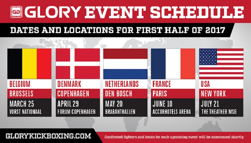 GLORY rounds out first half of 2017 with events in Den Bosch, Paris, New York