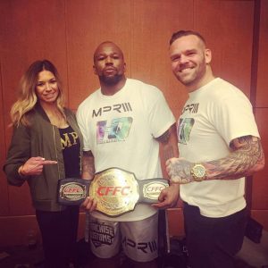 CFFC heavyweight champ Zu Anyanwu (center) and MPR Endurance MMA owner, Erik Purcell (right)