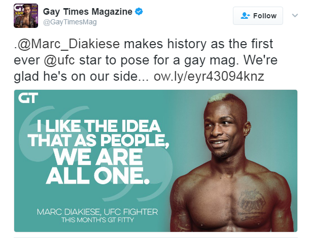 Marc Diakiese first UFC fighter to pose for Gay Times Magazine