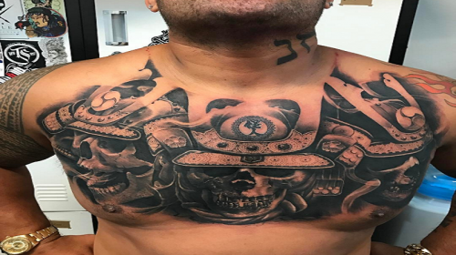 Mark Hunt's new chest tattoo, not yet complete, work in progress