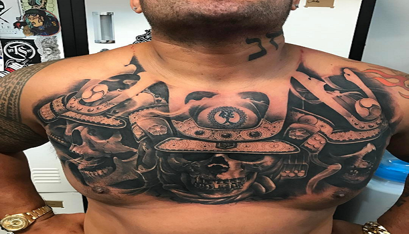 Mark Hunt's new chest tattoo, not yet complete, work in progress