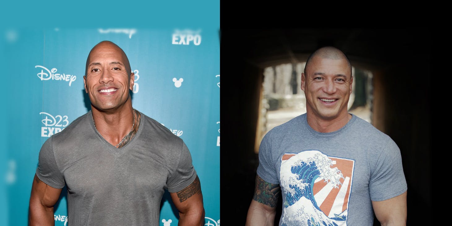 The Rock - Dwayne Johnson (left) and Myles Humphus (right)