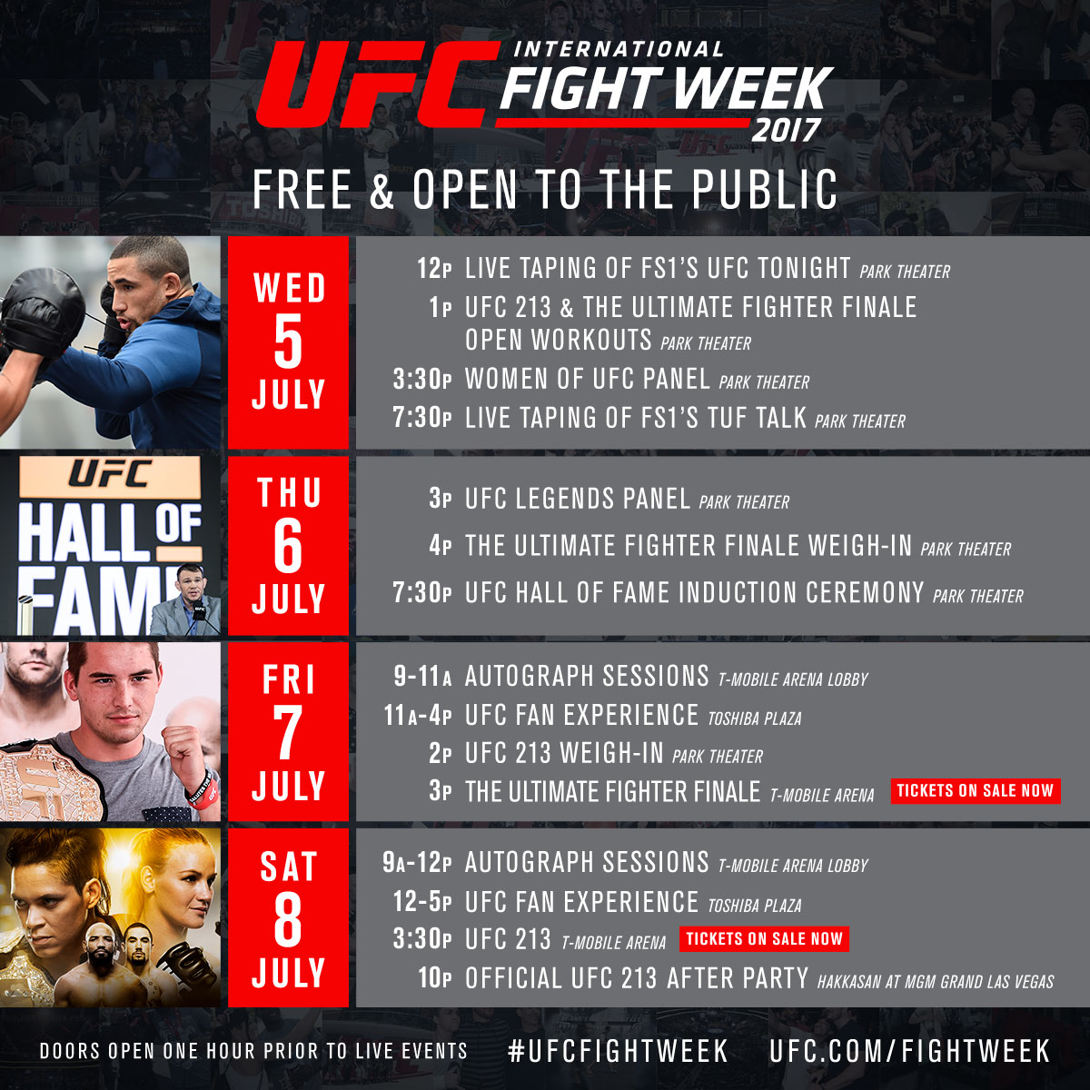 International Fight Week Schedule 
