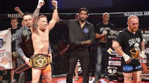 Scott Heckman wins Maverick MMA featherweight title. Photo by William McKee.