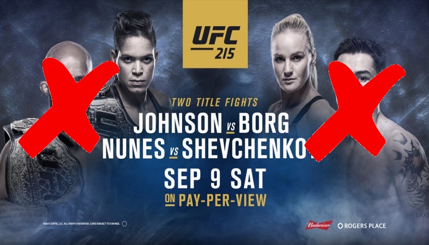 UFC 215 main event cancelled, statement issued on behalf of organization