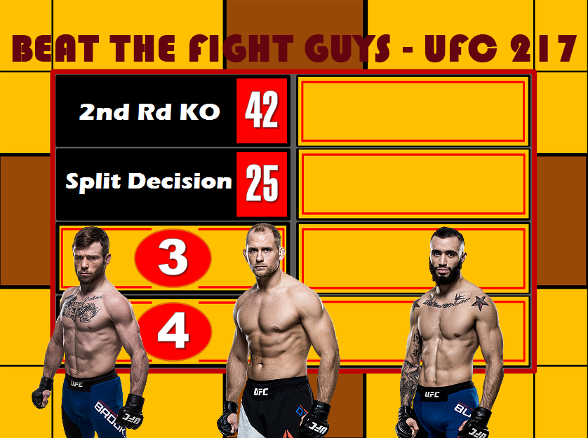 Beat the Fight Guys UFC 217 featuring Zak Ottow Jarred Brooks and Shane Burgos