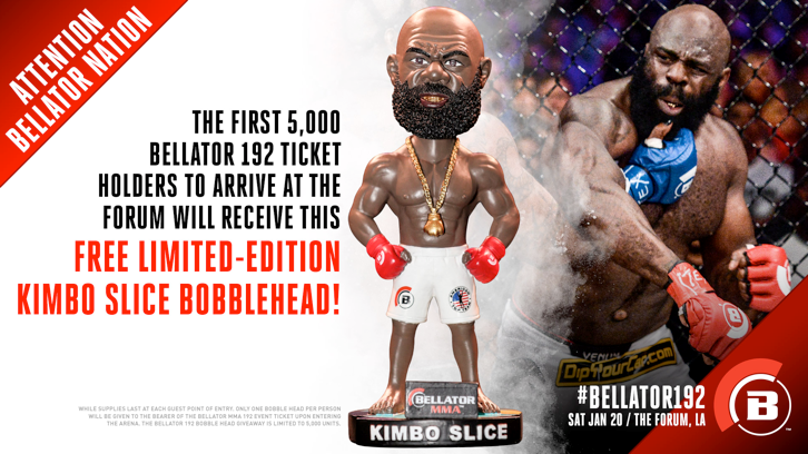 Kimbo bobblehead give away at Bellator 192, Jan. 20 in Los Angeles