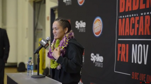 Ilima-Lei Macfarlane breaks out in song after winning flyweight championship