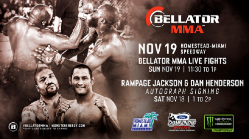 Monster Energy Bellator MMA Fight Series Heads to Homestead-Miami Speedway on Nov. 19