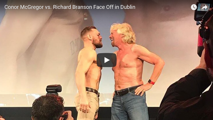 Richard Branson, founder of Virgin Media, faces off with UFC champ, Conor McGregor