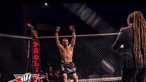 Ross Richardson fighting his second amateur fight vs. Kenny Rayside at Aggressive Combat Championships 16.