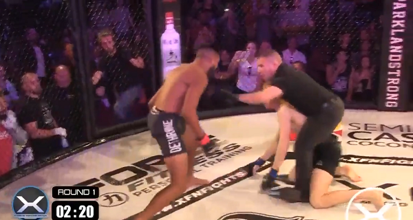 VIDEO: Fighter gets knocked out at XFN 19, continues to fight on