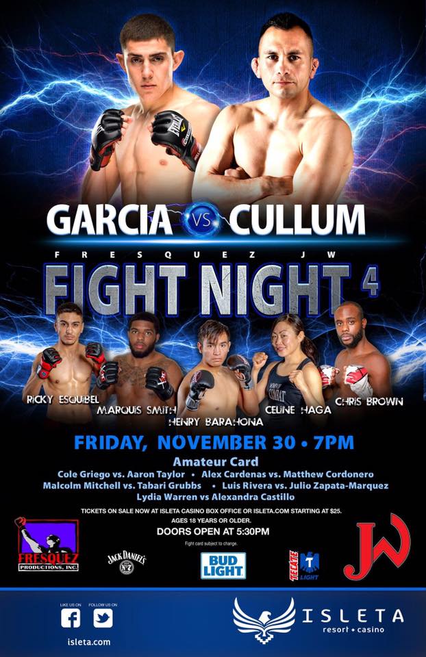 Finalized Fight Card for Fresquez Productions Fight Night 4