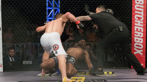 Derrick Krantz def. Justin Patterson via KO at 2:27 into Round 1 at LFA 63 - Photo courtesy of Mike "The Truth" Jackson