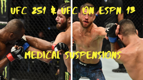 UFC 251 and UFC on ESPN 13 medical suspensions