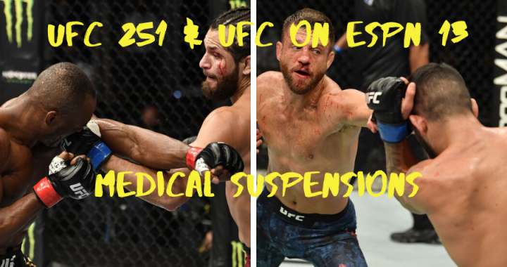 UFC 251 and UFC on ESPN 13 medical suspensions