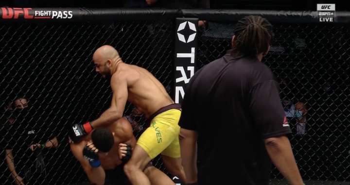 Warlley Alves uses body kicks to finish Mounir Lazzez in the first round