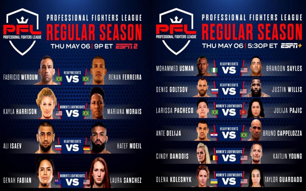 PFL announces main and co-main bouts for first three regular season events