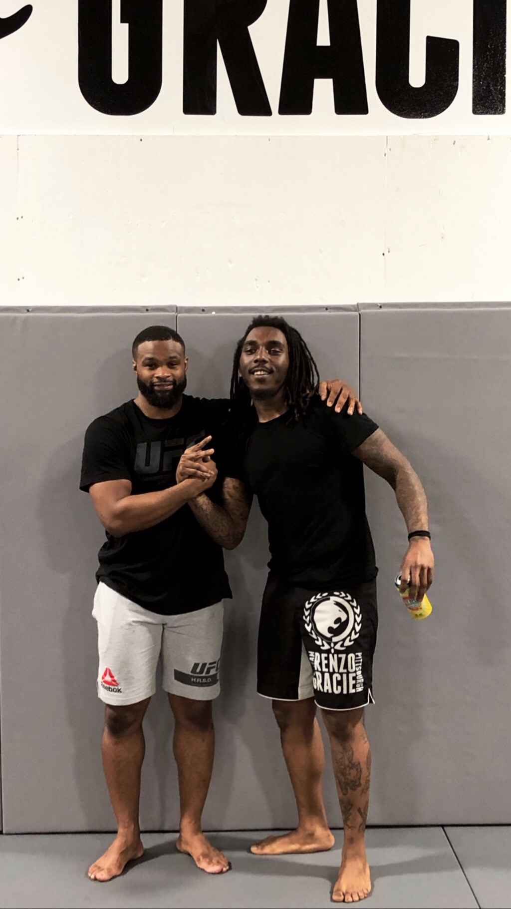 Tyron Harris (right) and former UFC welterweight champ Tyron Woodley