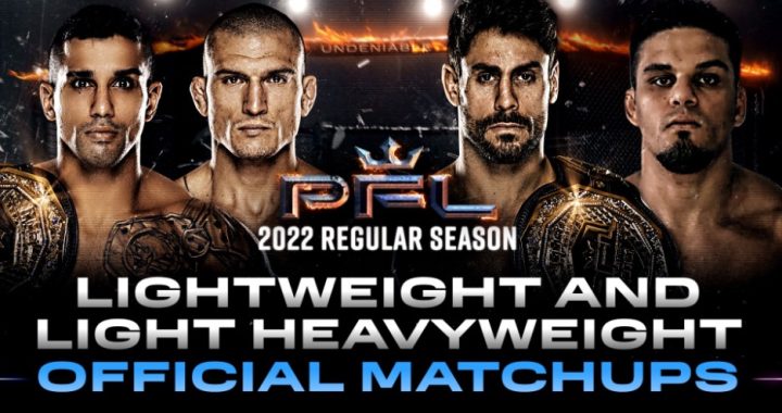 PFL announces 2022 season kickoff main event and lightweight and light heavyweight matchups for April 20