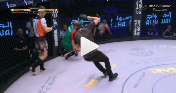 Referee gets KNOCKED OUT mid-fight at MMA Super Cup - VIDEO