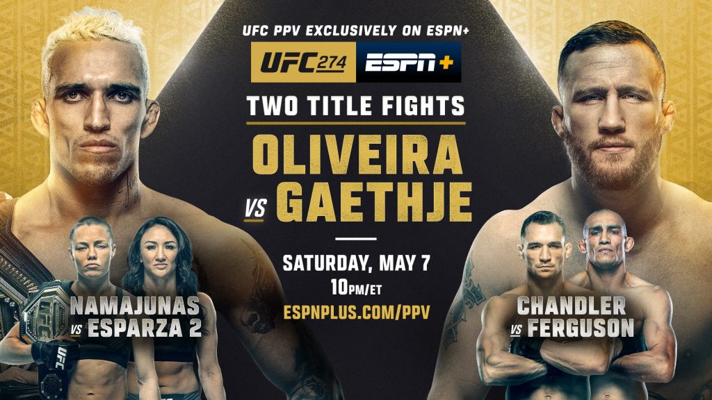 Watch UFC 274 - Results here - Oliveira vs. Gaethje / Namajunas vs. Esparza 2