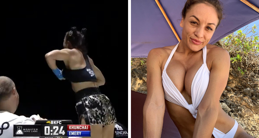 Tai Emery flashes breasts to crowd after bare knuckle win VIDEO