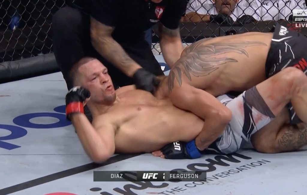 Nate Diaz submits Tony Ferguson in fourth round of back and forth battle at UFC 279