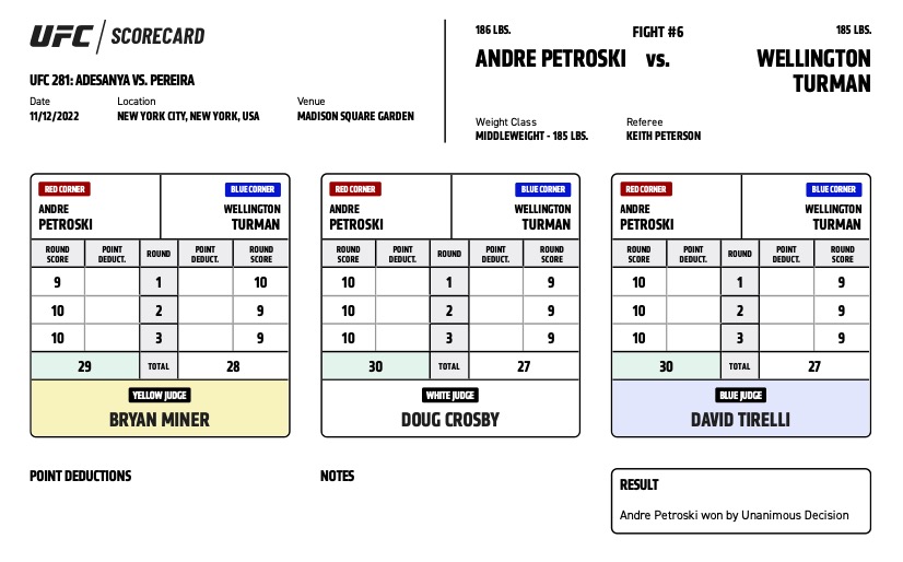 UFC 281 Andrew Petroski