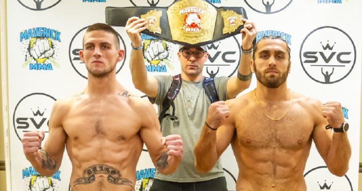 Jimmy Drago (left) vs. Gabe Barletta (right) - Maverick MMA promoter Willy Sisca (center) - Maverick MMA 22