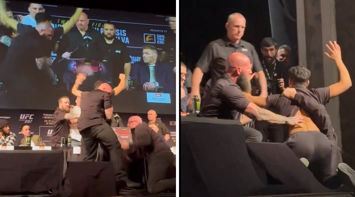 Ufc Security Security jumps in after fan runs up to Sean Strickland at UFC 297 pre ...